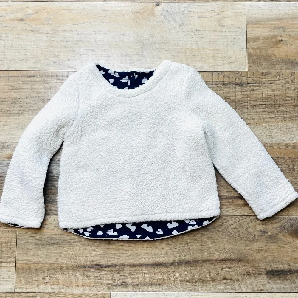Gap Sherpa Crew Neck Sweatshirt In Ivory for Toddler Girls